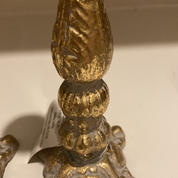 Gold & Gray Ornate Metal Candle Holder Set Of Two - Picture 11 of 11